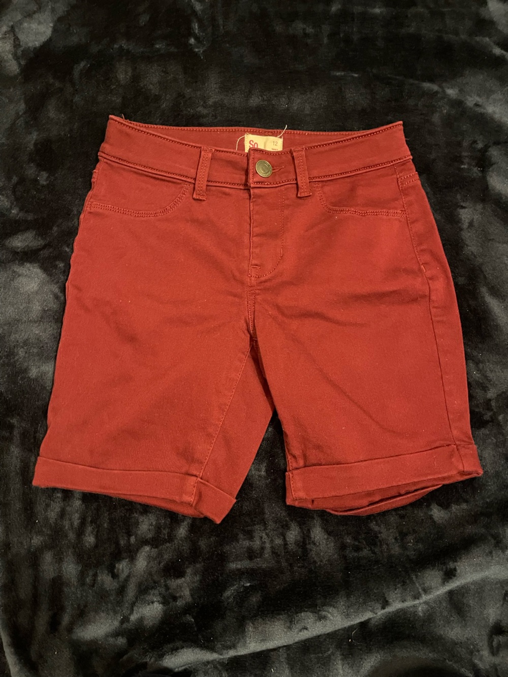 SO Girls Rust Red Cuffed Bermuda Shorts
